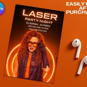 Editable Laser Tag Birthday Invitation, Laser Tag Party Invite Template, Neon Glow Birthday Invitation, Neon Laser Party Invitation