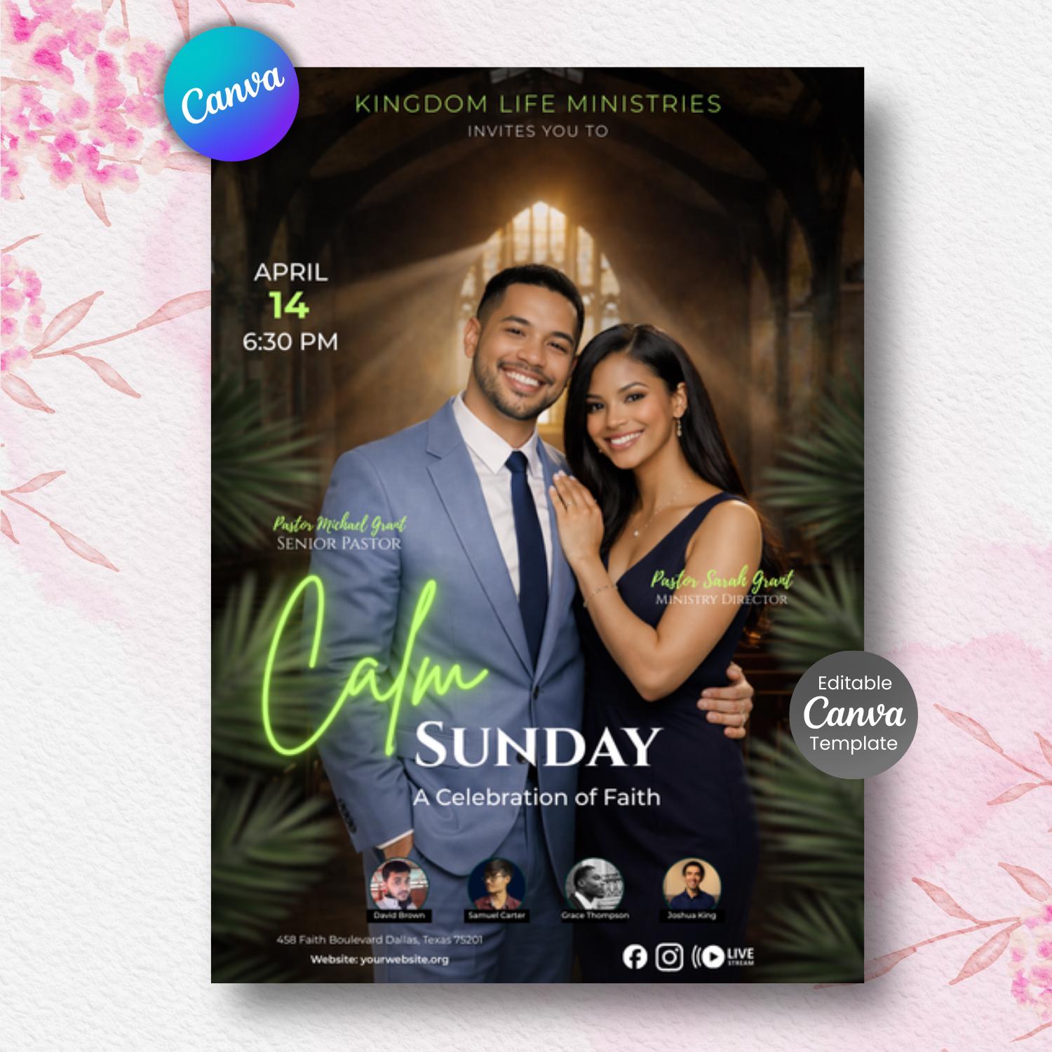 Spring Sunday Service Flyer Palm Sunday Church Flyer Template-editable Canva-easter Sunday Service ...