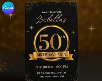 Editable 50th Birthday Invitation: Rustic Party Invite (Digital Download)