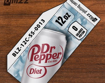 Dr Pepper Diet Verkaufsautomaten Beschriftung: Glänzender Ersatz (3.59" × 1.75")