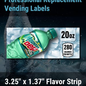 Mountain Dew Baja Blast 20oz, Dixie-Narco SA43 Vending Label Insert – 3.25" x 1.37"