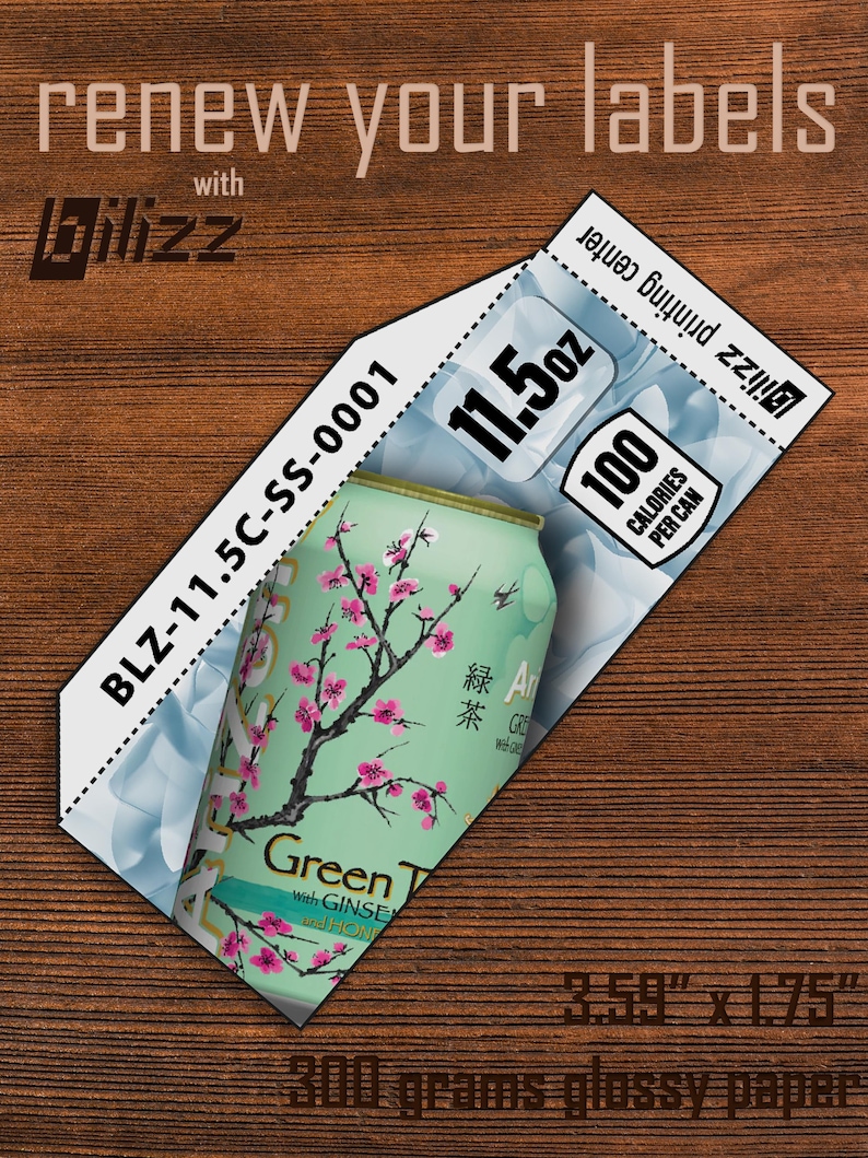Arizona Green Tea Vending Machine Label: Cherry Blossom Design (3.59