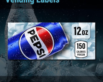 Pepsi Cola 12oz, Dixie-Narco SA43 Vending Label Insert – 3.25" x 1.37"