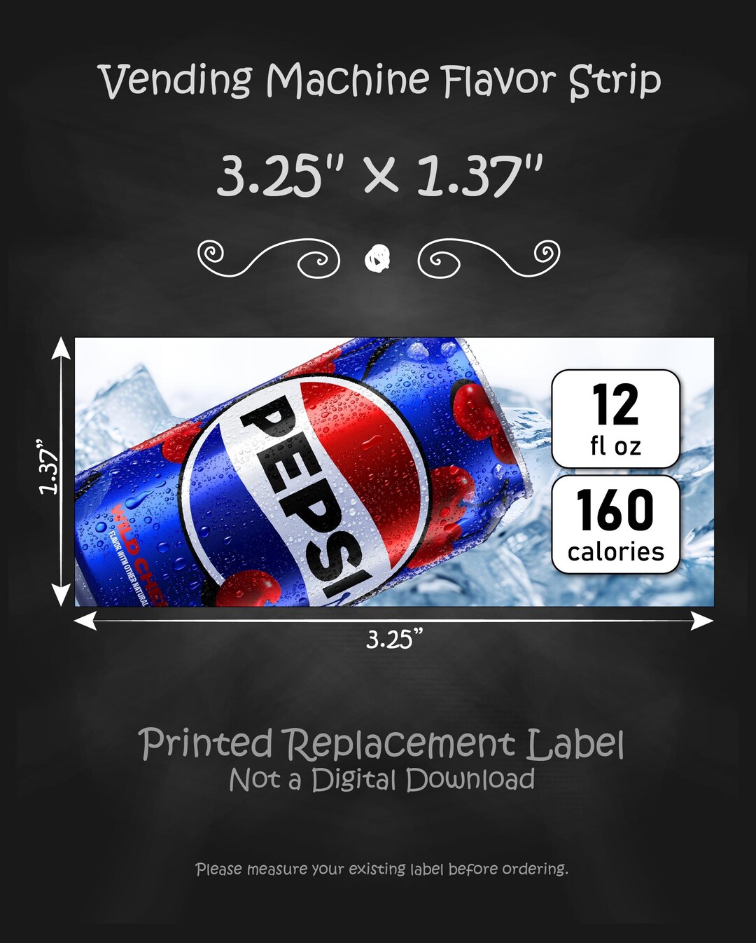 Pepsi Wild Cherry 12oz, Dixie-narco SA43 Vending Label Insert