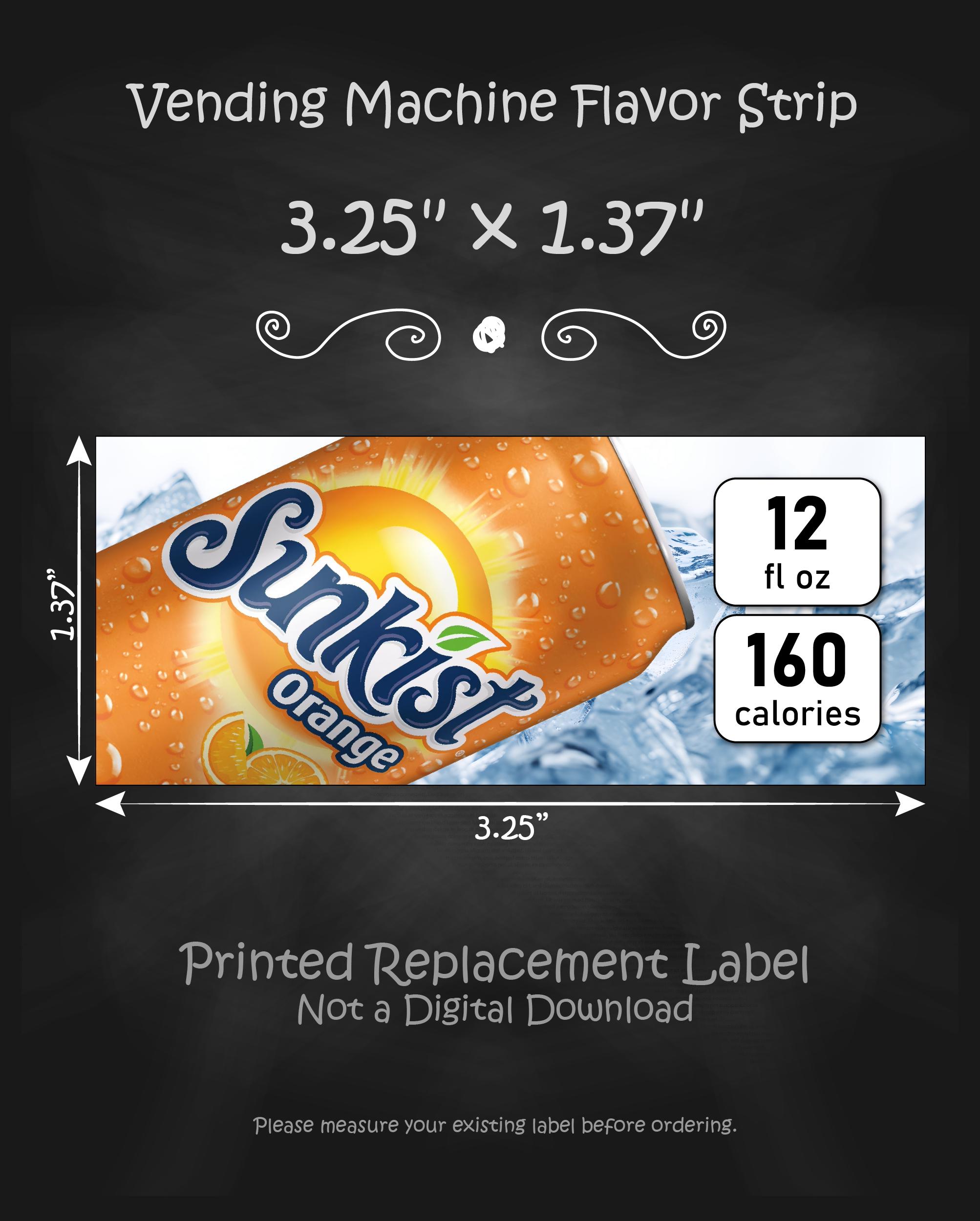 Sunkist Orange 12oz, Dixie-narco SA43 Vending Label Insert – 3.25