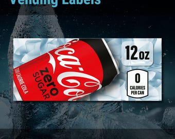 Dixie-narco 12oz Coca Cola Set, SA43 Vending Label Insert – 3.25