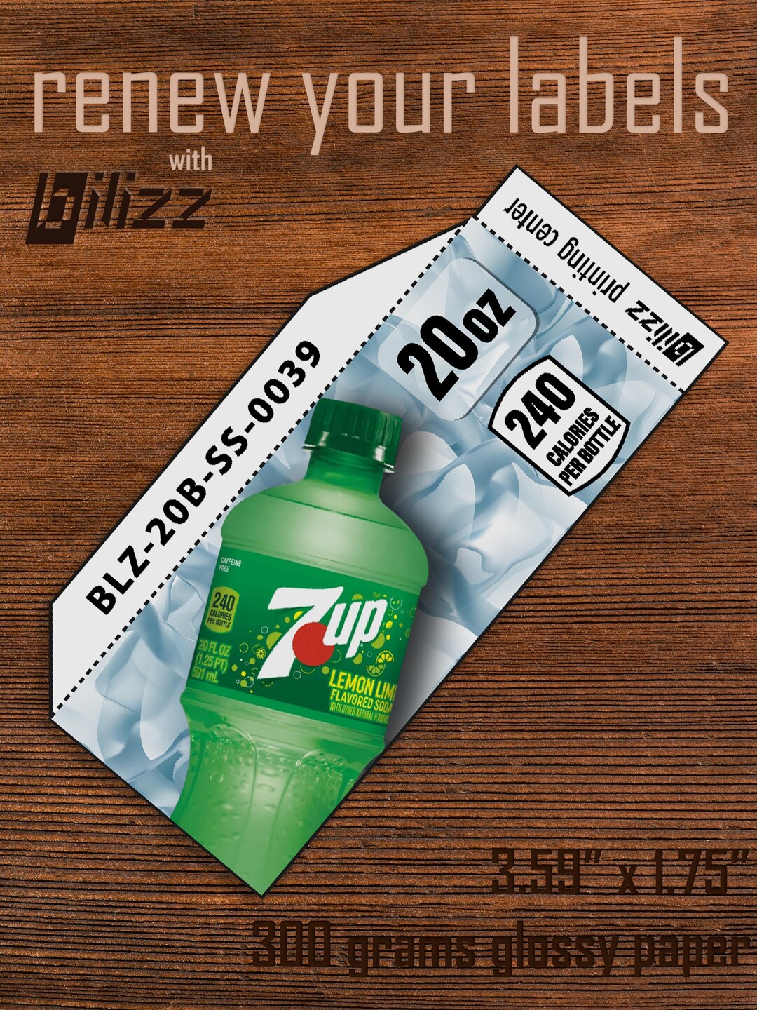 7UP Lemon Lime 20oz, Dixie-narco SA43 Vending Label Insert – 3.59