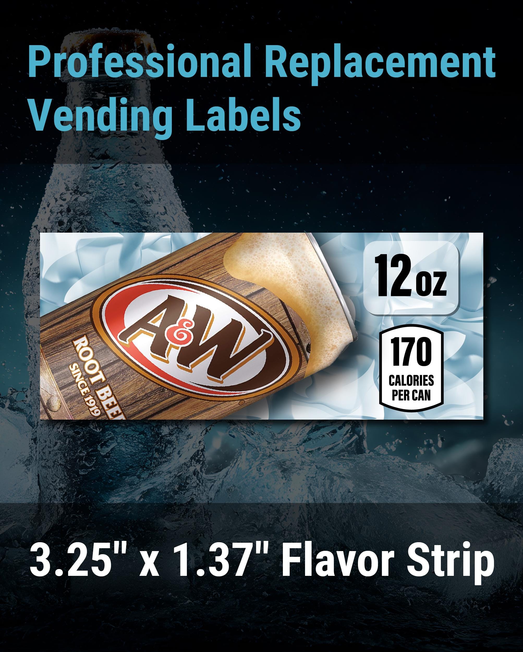 A&W Root Beer 12oz, Dixie-narco SA43 Vending Label Insert – 3.25