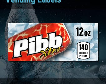 Pibb Xtra 12oz, Dixie-narco SA43 Vending Label Insert – 3.25