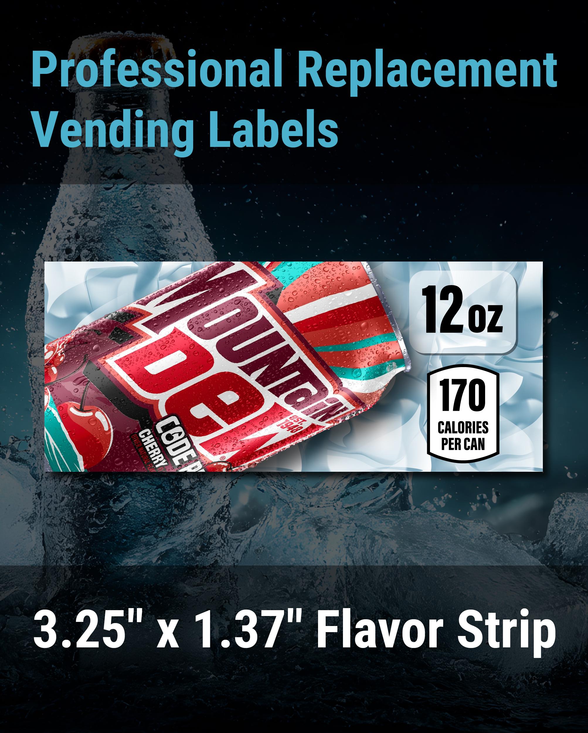 Mountain Dew Code Red Cherry 12oz, Dixie-narco SA43 Vending Label