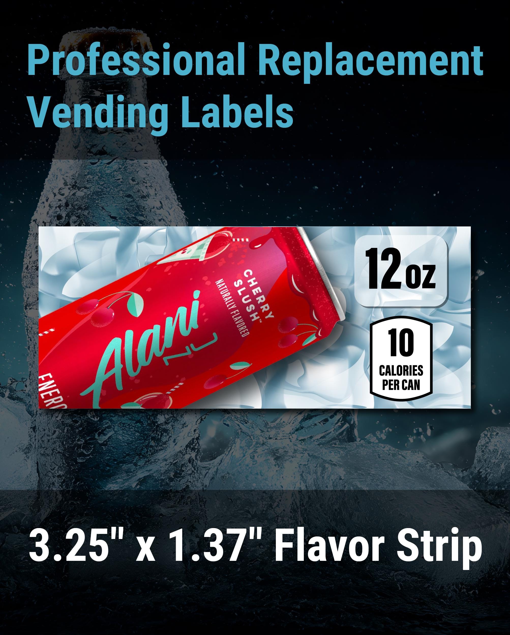 Alani Nu Cherry Slush 12oz, Dixie-narco SA43 Vending Label Insert