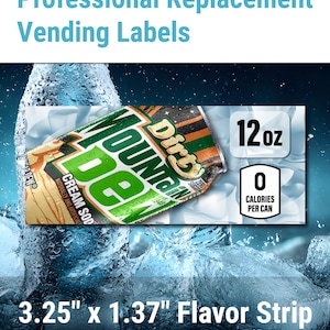 Mountain Dew Dirty Cream Zero 12oz, Dixie-Narco SA43 Vending Label Insert – 3.25" x 1.37"