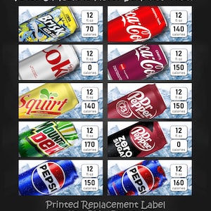 May include: A vending machine flavor strip measuring 3.25 inches by 1.37 inches, featuring ten beverage can graphics including Brisk, Coca-Cola, Diet Coke, Cherry Coke, Squirt, Dr. Pepper, Mountain Dew, Dr. Pepper Zero Sugar, and two Pepsi cans.