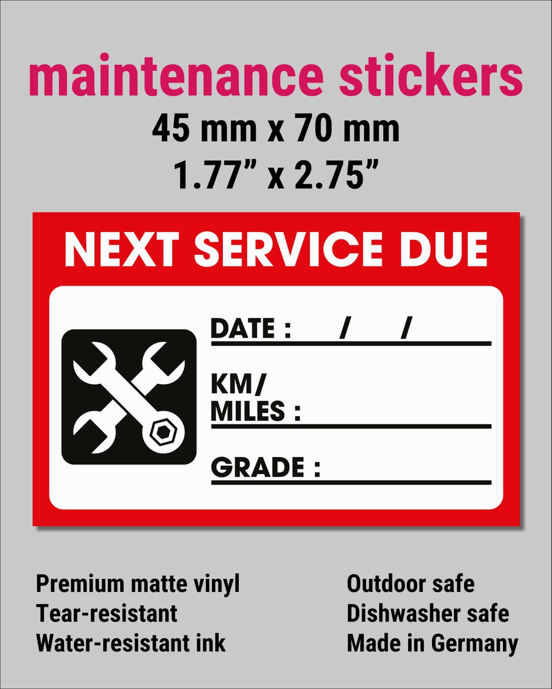 Next Service Due Stickers: Car Maintenance Reminder Labels - Etsy
