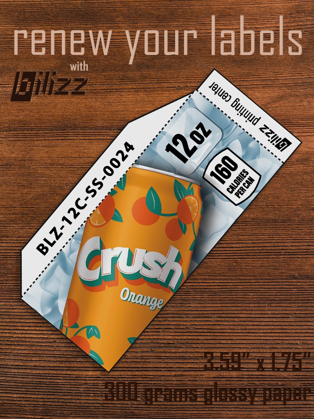 Crush Orange Vending Machine Label: Glossy Replacement (3.59