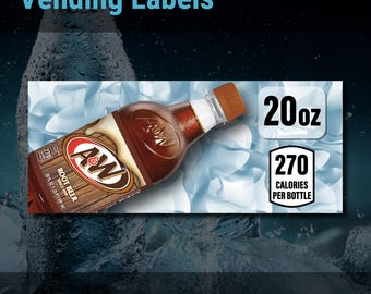 A&W Root Beer 20oz, Dixie-Narco SA43 etikettinsats för varuautomater – 3,25" x 1,37"