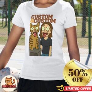 custom "You & Your Pet in Rick and Morty Style" T-shirt Unisex Cat Lover Shirt, Unique Gift For Animal Lovers, Quirky Graphic T-Shirt