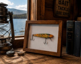 antique fishing lure decor Vintage Fishing Lure Display Frame Rustic Window Wall Decor Man Cave Gift  for Dad Cabin Lake House Decor Fisherman Gift - Lures Not Included