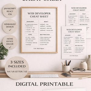 30 Coding Cheat Sheets Bundle: Programming Reference Posters (Digital Download) image 6
