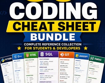 30 Coding Cheat Sheets Bundle: Programming Reference Posters (Digital Download)