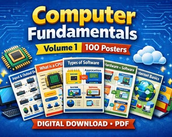 Computer Fundamentals Infographics | 100 Study Posters (Digital Download)
