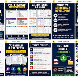 30 Coding Cheat Sheets Bundle: Programming Reference Posters (Digital Download) image 19