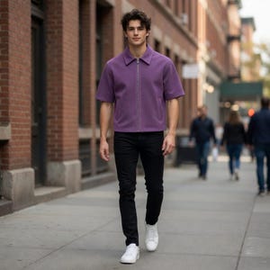 purple dress shirt black pants Greg - Black Calf White Sole