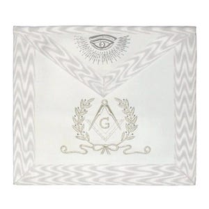 Handmade Master Mason Apron: White Embroidered Masonic Regalia