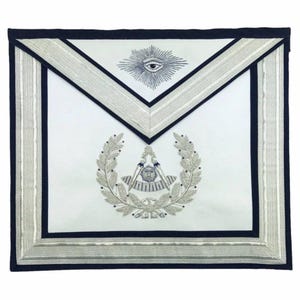 Past Master Masonic Apron  Blue Lodge Regalia with Silver Hand Embroidery Freemason Apron Gift Adjustable Belt Lodge Officer Apron