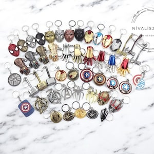 Superhero Keychain Set – Inspired by Iron Hero, Spider Hero, Green Monster & Thunder Hammer – Cool Gift for Comic Fans