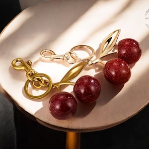 Cute Red Cherry Keychain, Fruit-Inspired Pendant for Women & Men, Summer Bag Charm Jewelry Accessory Gift