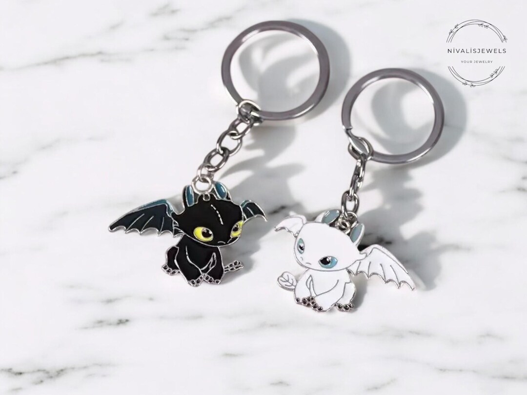 Toothless Diy Keychain Cute Toothless-inspired Dragon Keychain – Cartoon Couple DIY Pendant ...