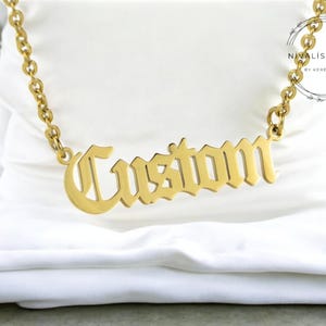 Collar con colgante de nombre personalizado y letra, inicial de la A a la Z, de acero inoxidable, regalo para mujeres y hombres. Oro, plata y oro rosa. 35-55 cm.