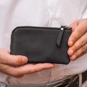 Personalisierter Ledergeldbeutel, Kleine Reißverschlusstasche aus Leder, Benutzerdefinierte Münzbeutel, Ledergeldbeutel, Mini-Zip Beutel aus Leder