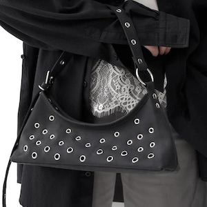 Leather shoulder bag with studs, Studded leather bag, Small leather handbag, Leather shoulder purse, Studded handbag, Custom shoulder bag