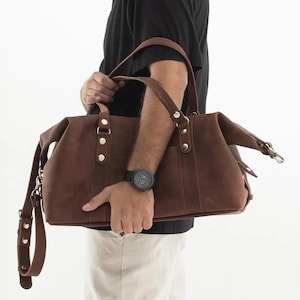 Leather duffle bag for men, Personalized leather duffel bag, Travel leather bag men, Leather weekender bag, Leather gym bag, Overnight bag