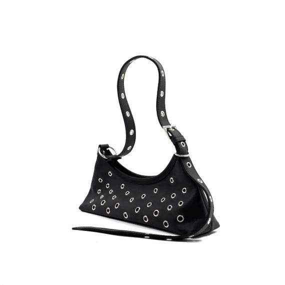 Leather Shoulder Bag With Studs, Studded Leather Bag, Small