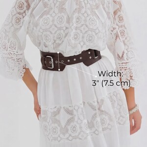 Leather waist corset belt, Leather wide belt for dress, Plus size waist belt, Womens wide belt, Wide belt with buckle, Stylish leather belt image 3