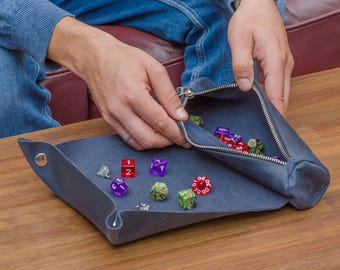 Leather rolling tray dnd, Leather rolling mat, Leather dice rolling tray, Dice storage tray, Custom dice rolling tray, Dice roll mat