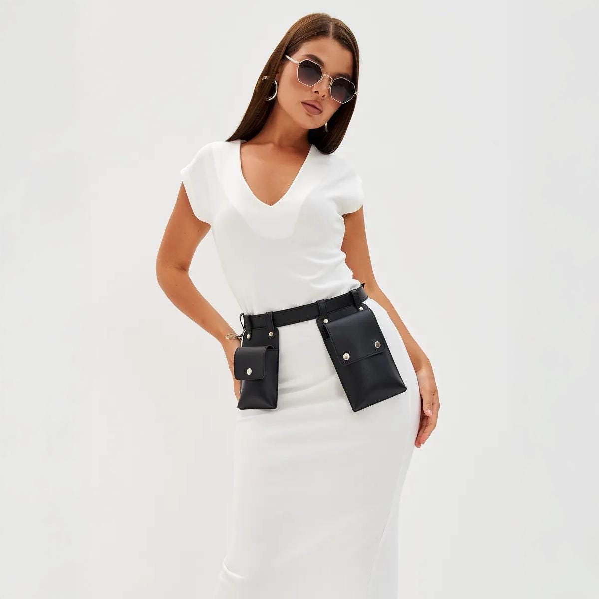 Leather belt with removable pouches, Leather belt bag, Womens waist bag, Custom belt bag, Festival belt bag women, Phone belt bag
