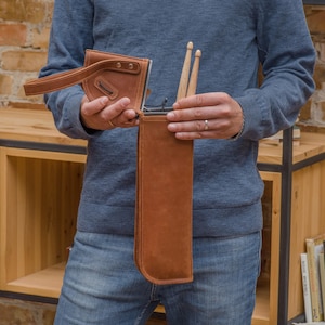 Custom leather drumsticks case, Leather drumstick bag, Personalized drumstick bag, Drumstick bag with zipper, Leather drumstick holder