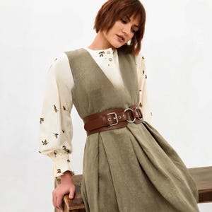 Leather waist corset belt, Leather wide belt for dress, Plus size waist belt, Womens wide belt, Wide belt with buckle, Stylish leather belt image 11