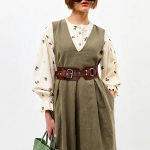 Leather waist corset belt, Leather wide belt for dress, Plus size waist belt, Womens wide belt, Wide belt with buckle, Stylish leather belt image 6