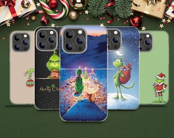 Custodia protettiva in TPU per telefono Grinch Christmas per iPhone Samsung Pixel