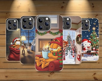 Divertente custodia natalizia in TPU per telefono: Garfield, Tom e Jerry, custodia protettiva