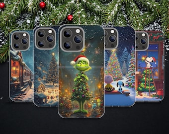 Custodia protettiva in TPU per telefono Grinch/Polar Express natalizio per iPhone Samsung Pixel
