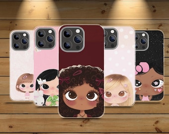 Custodia per telefono anime con grandi occhi, design Manga Star Girl per iPhone Samsung Pixel