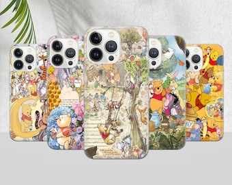 Custodia per telefono con gancio e motivo collage di Winnie the Pooh, stile preppy