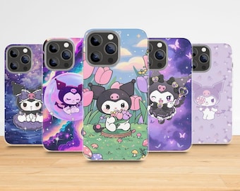 Custodia per telefono Kuromi, estetica carina e preppy, con gancio