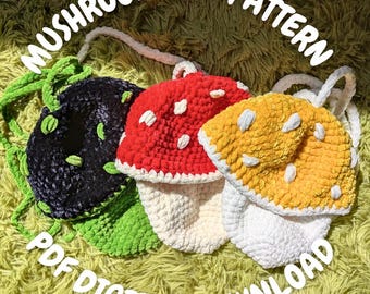Mushroom Crochet Bag Pattern: Chenille Yarn Tote (PDF Download)